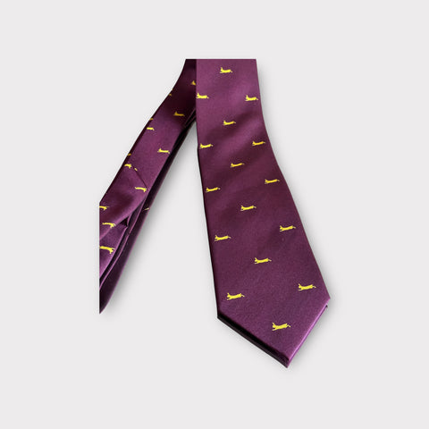 The Sprinting Hare Silk Necktie - Burgundy - Hound & Hare